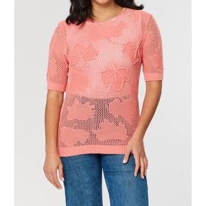 NEW SALOOS cotton leaf fishnet jumper in peach